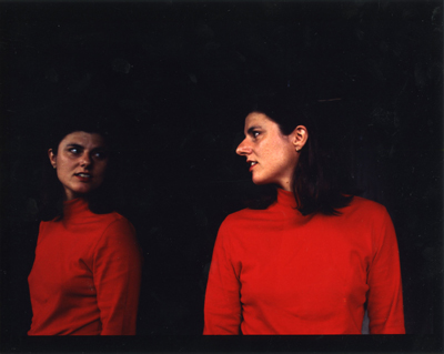 Jacqueline Pennell facing Mirror Mirror, Sarah Lane Studios Car Park, 1995